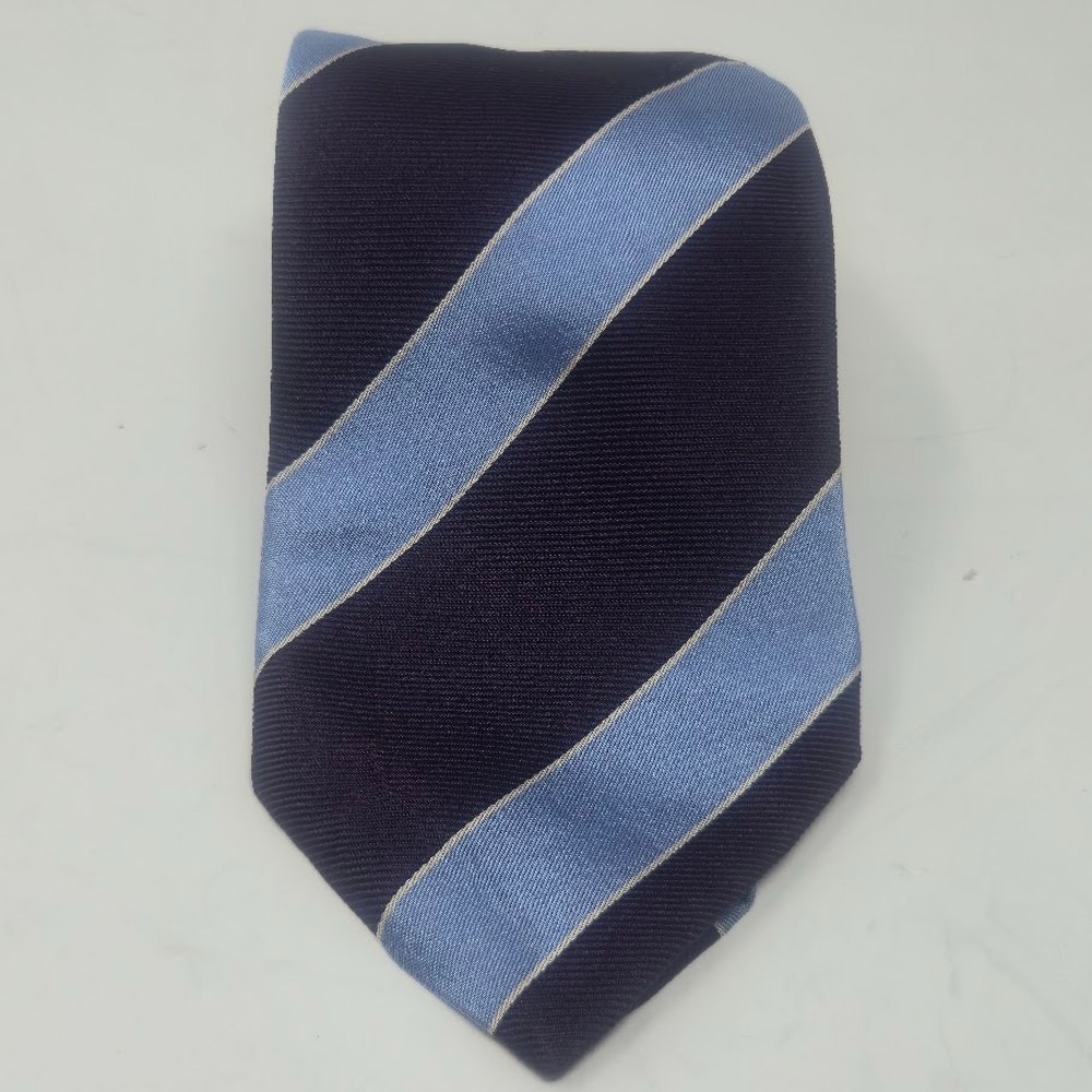 BOSS HUGO BOSS Blue Diagonal Striped 100% Italian Silk Tie Mens Classic Necktie